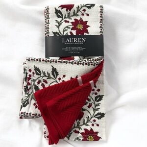 Lauren Ralph Lauren 100% Cotton Kitchen Towels Set of 3 New!